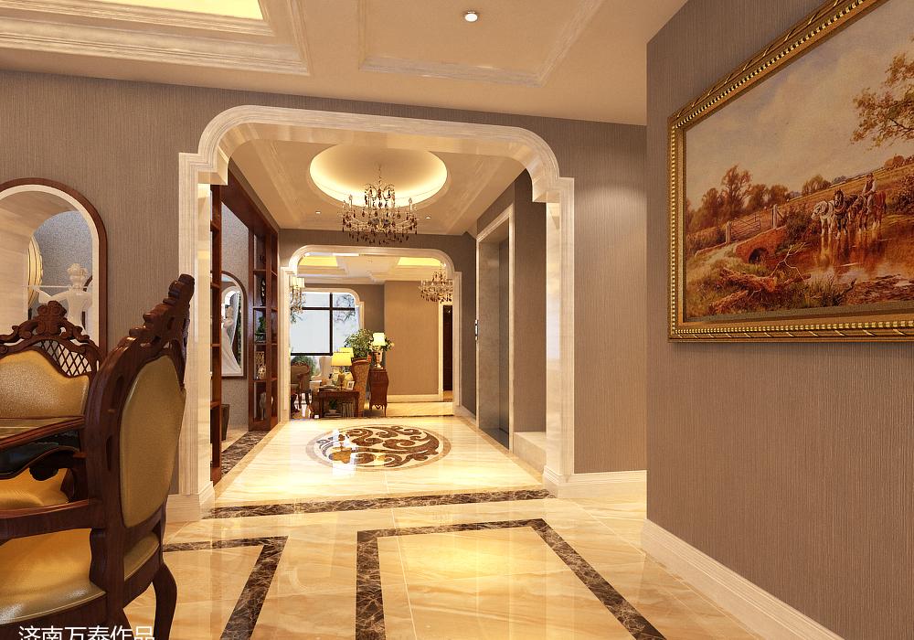 
济南章丘莱蒙湖370户型别墅装修新古典风 -3