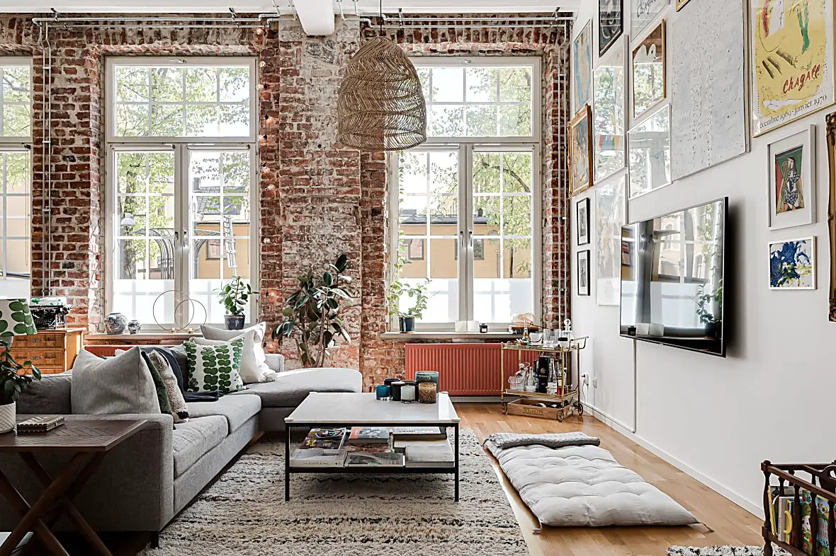 工业风家庭 loft，复古砖墙与现代厨房的完美融合-3