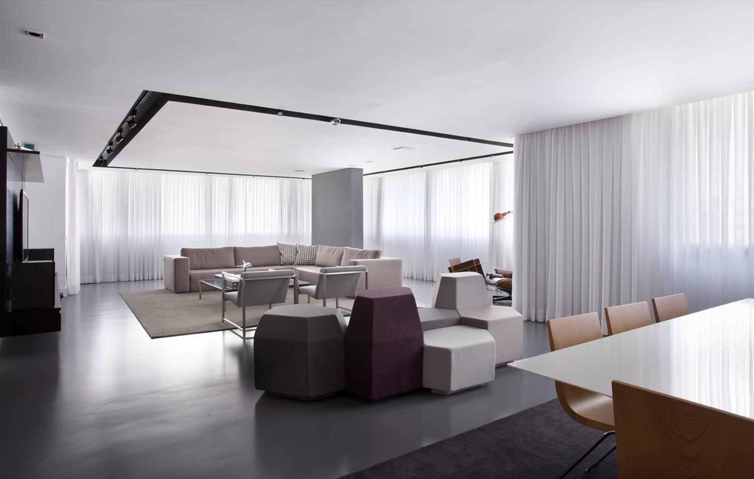 巴西 Apartamento Rafael de Barros | 极简工业风公寓设计-2