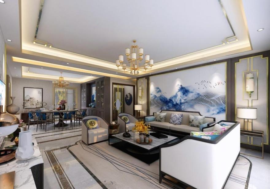 奥园天韵新中式样板房“蓝色治愈”-10