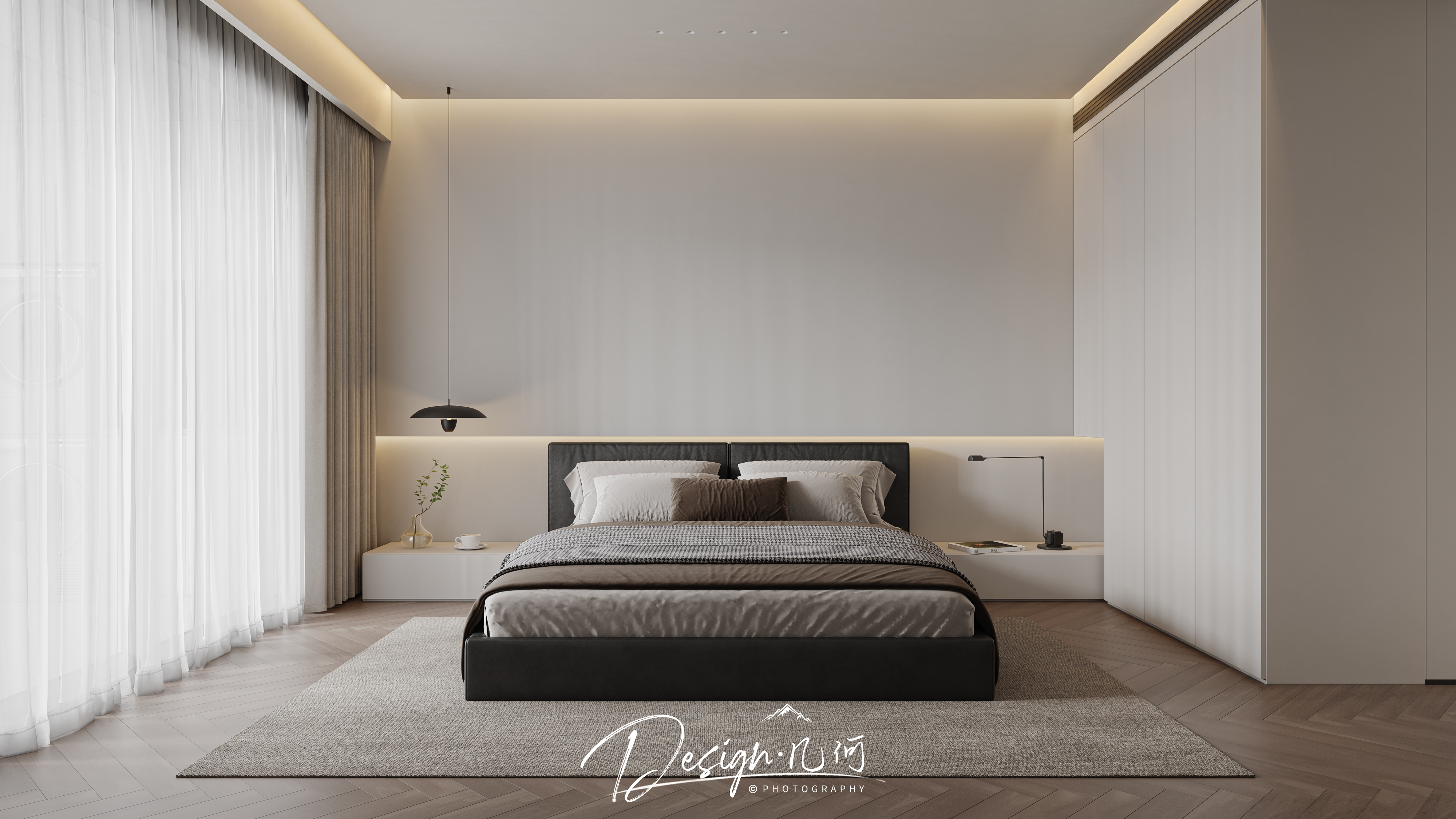 几何空间视觉表现 | 华润瑞府现代极简纯色客餐厅-8