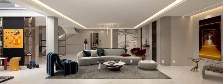 720㎡现代轻奢风格别墅装修案例-22