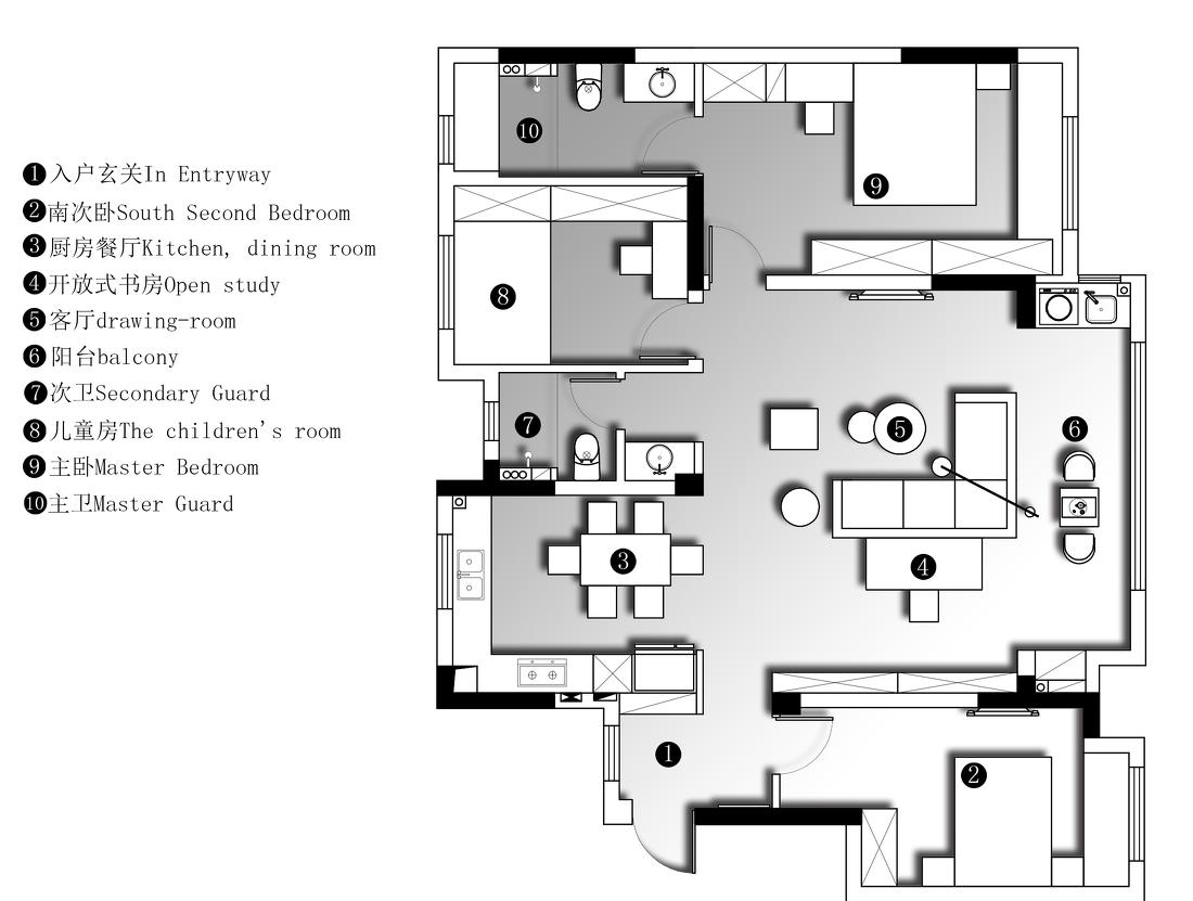 芜湖融悦东方 7 米开间客厅,个性鞋柜与开放式厨房设计-1