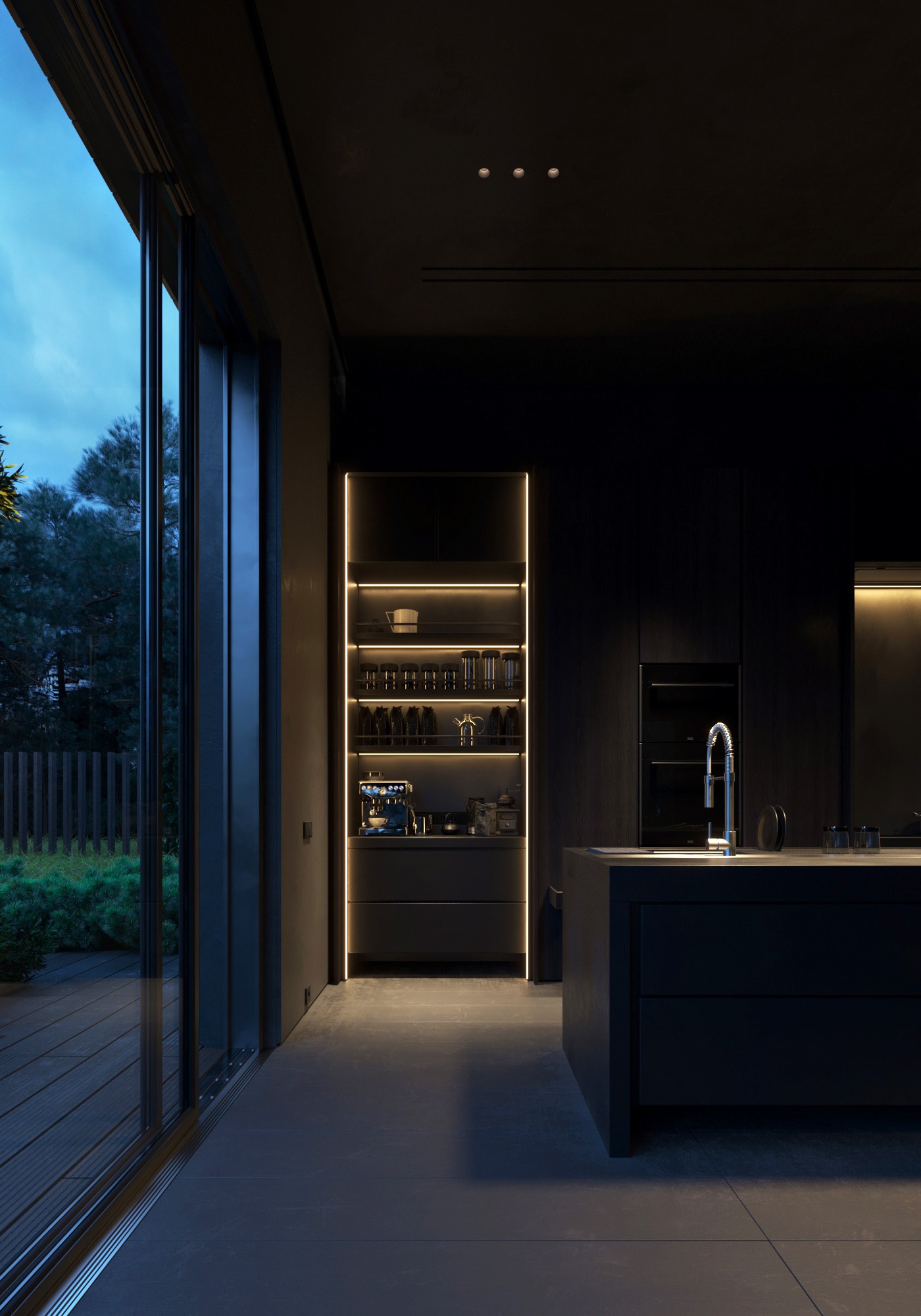 高级黑 极简别墅设计！-29