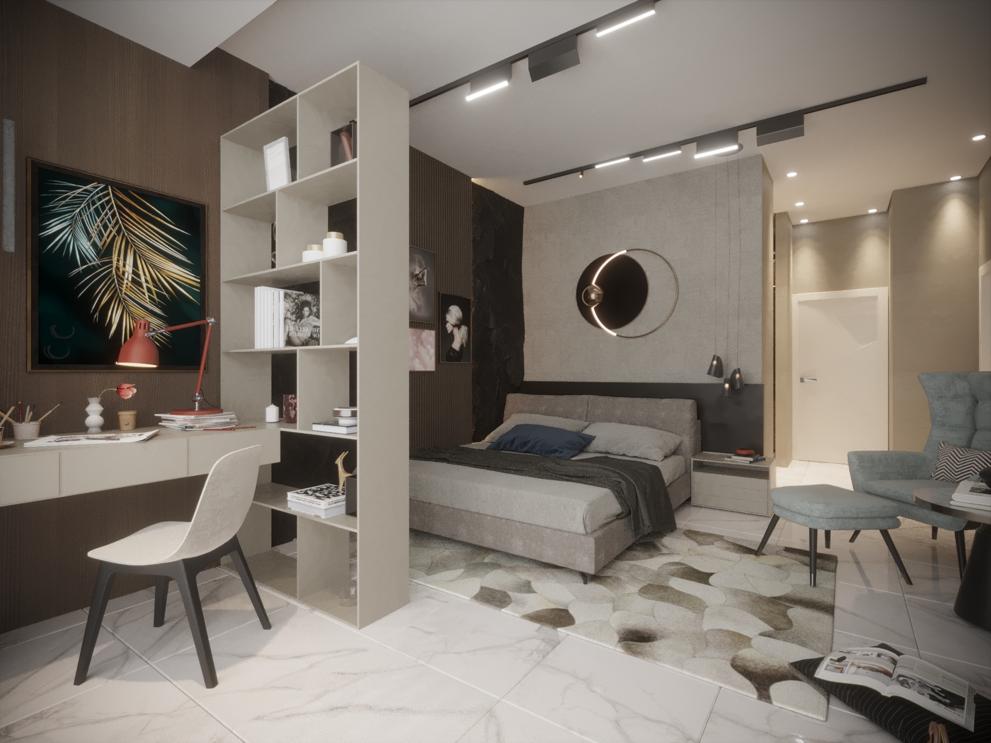 Master Bed Room with Bath Room and balcony Villa Modern-0