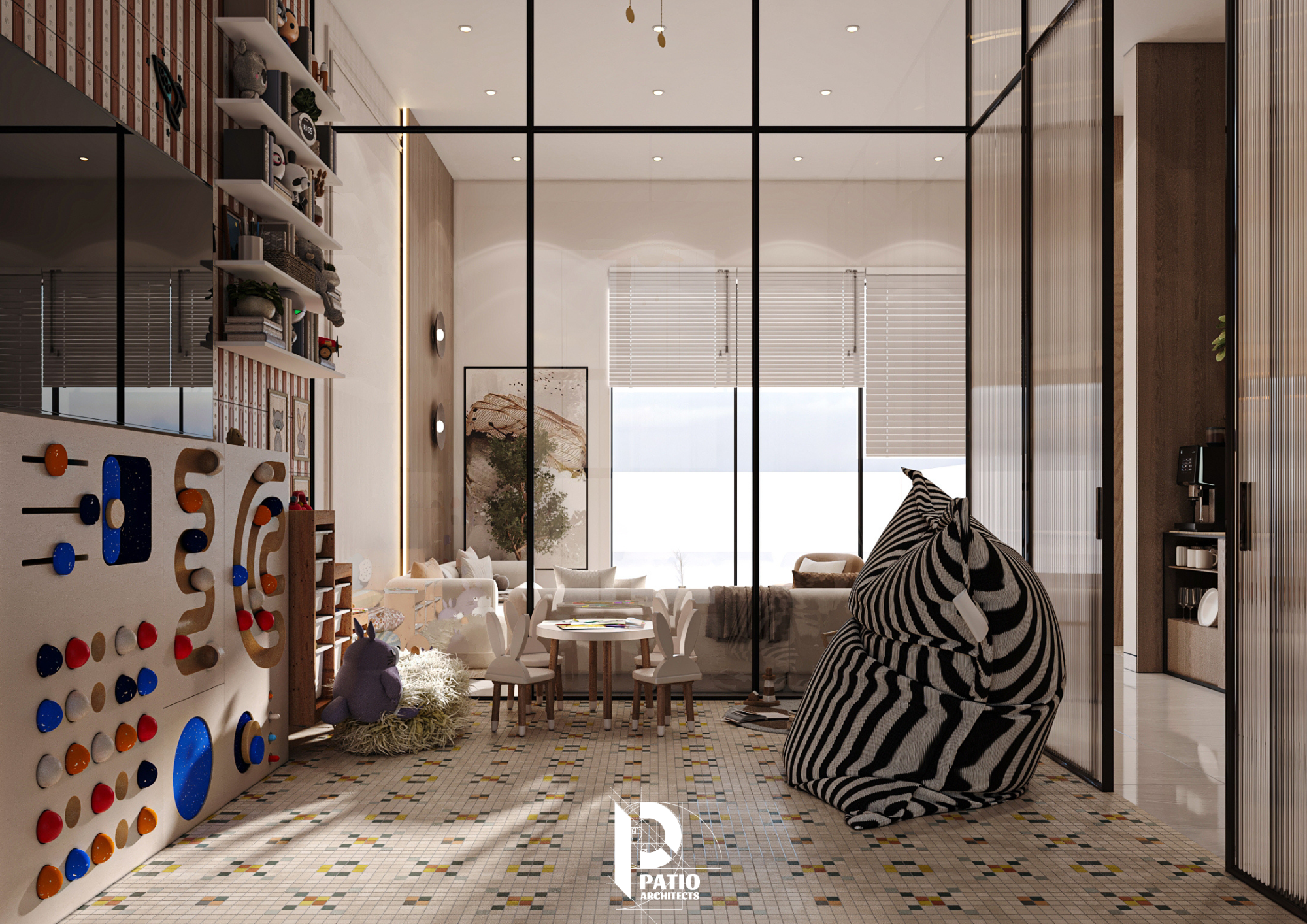 Living Room & Kids Gaming Area Interior Design Concept-18