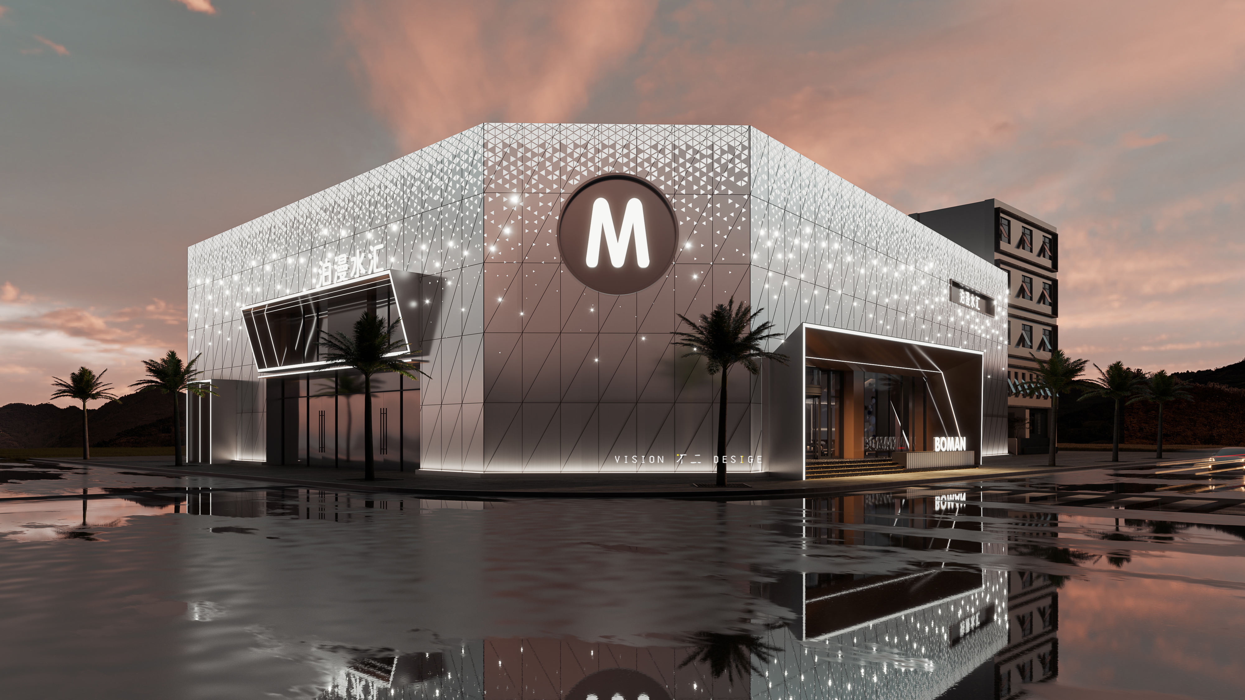 水汇门头  黄昏 夜晚 效果-0