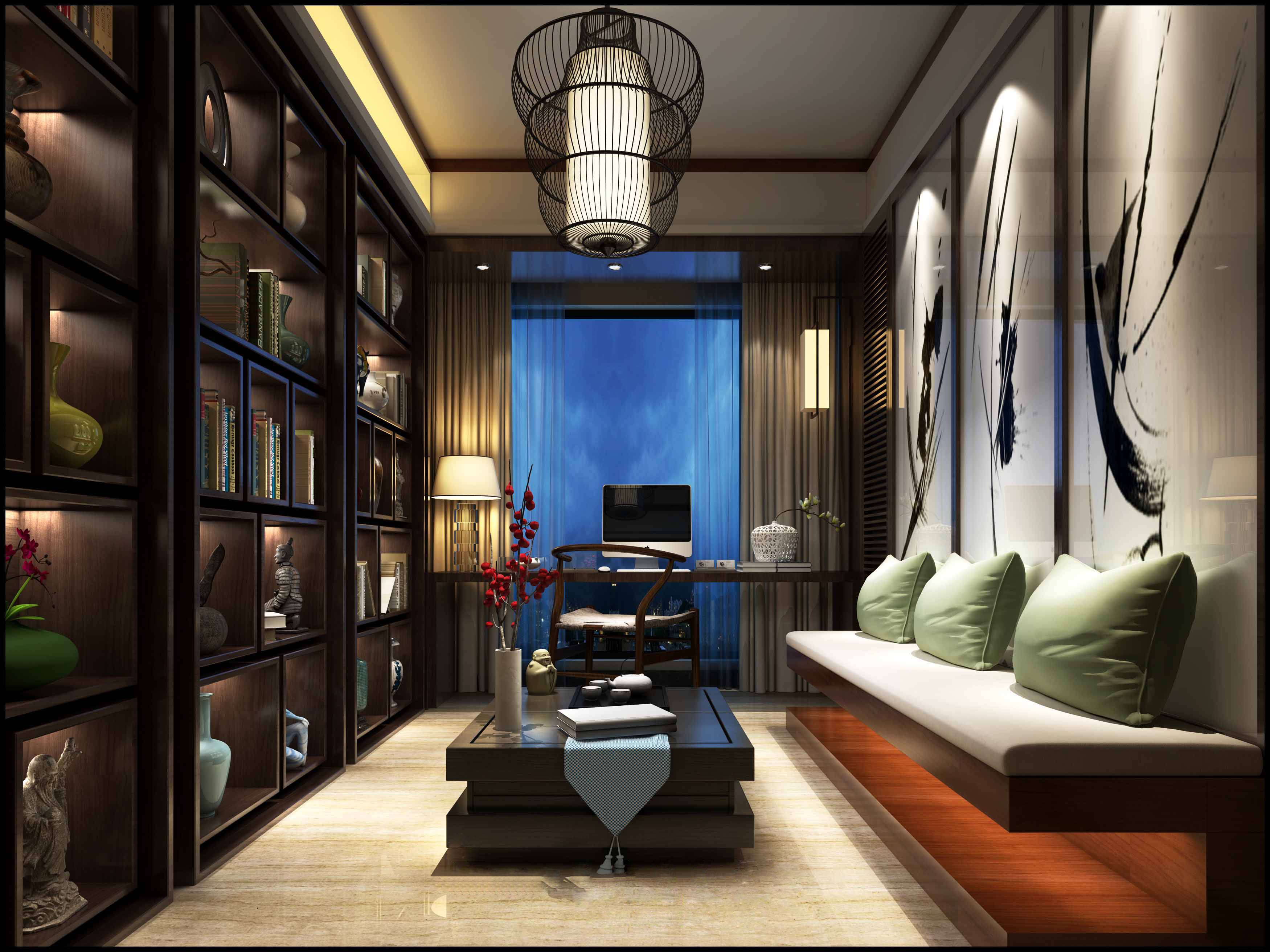 新中式 中式古典 奢华家装别墅样板房-3-38