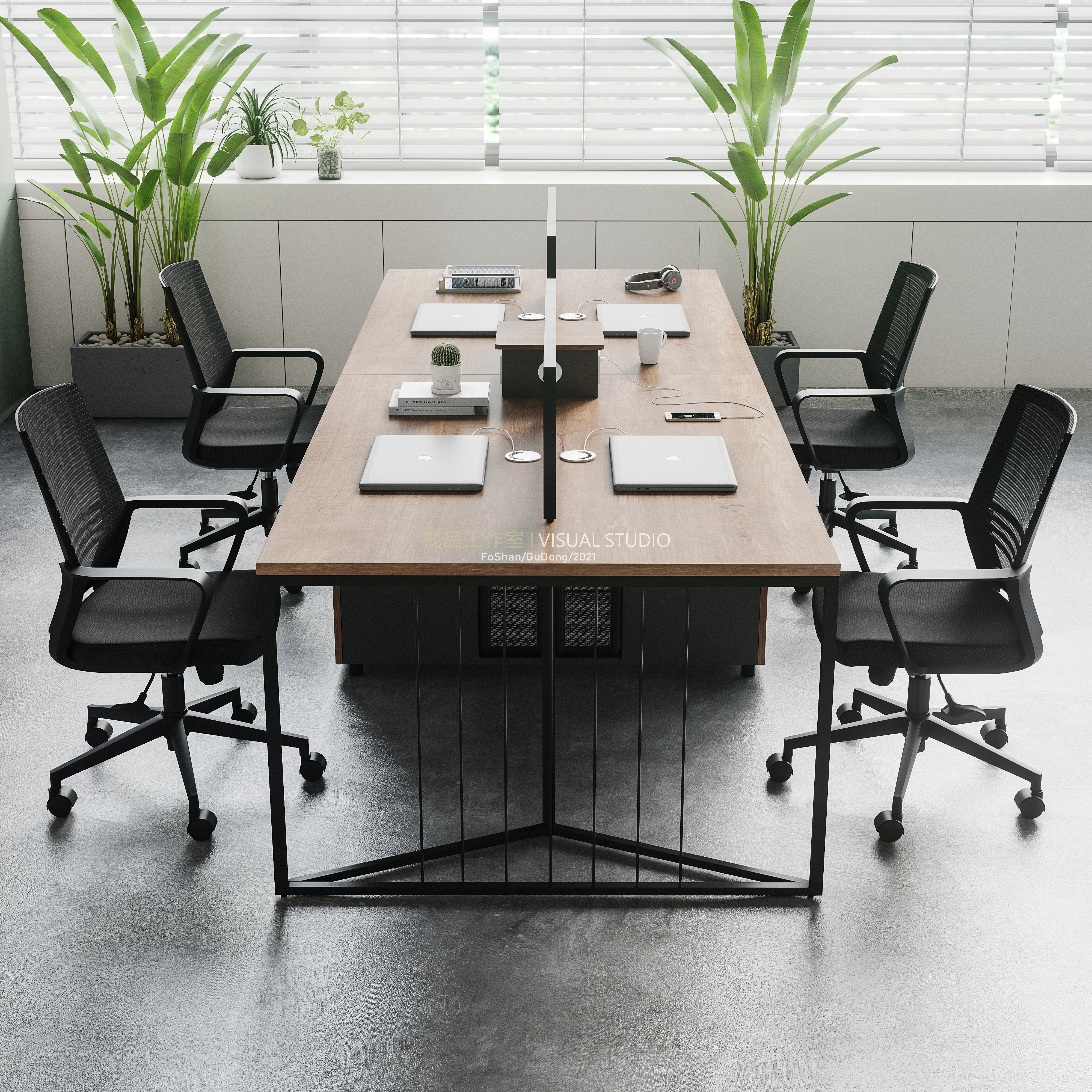 轻奢极简老板桌/职员桌效果整合-2