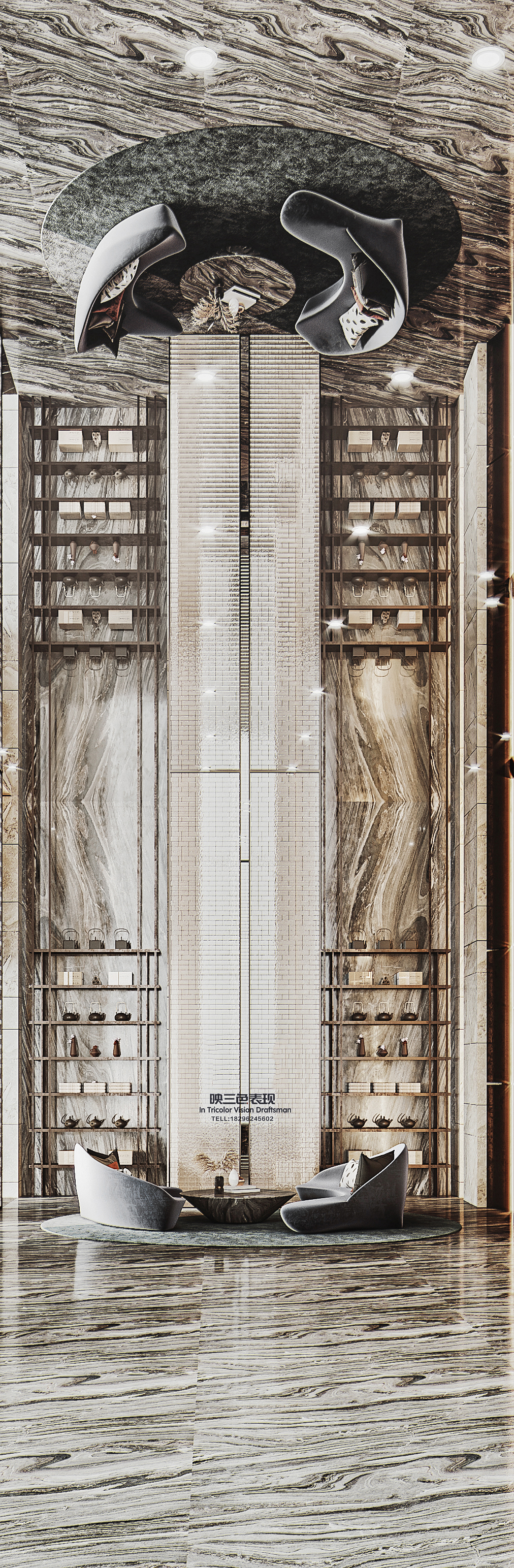 金色艺术之光的售楼处设计-16