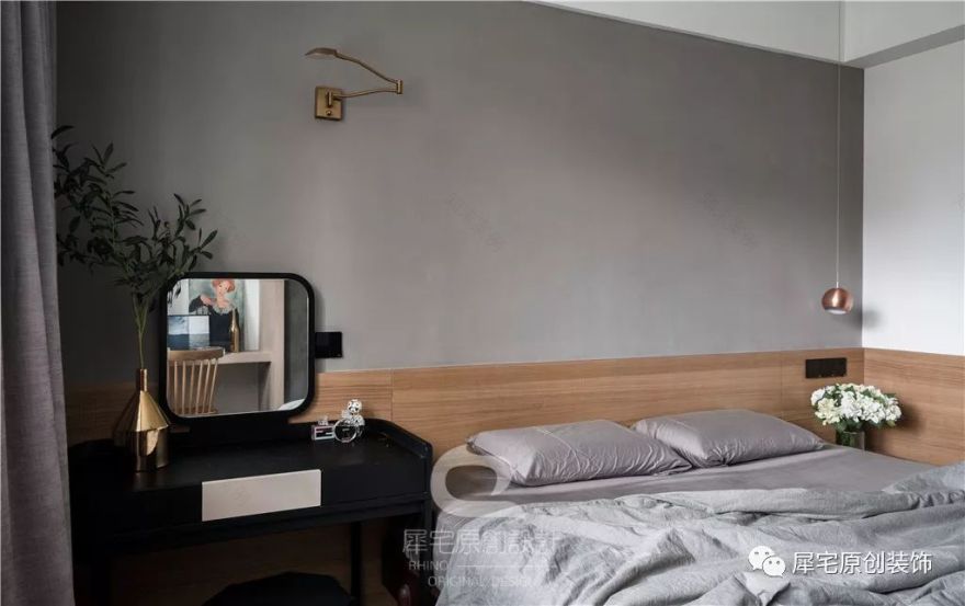 水泥灰++ 木色,140 平三房改四房,展现侘寂之美-47