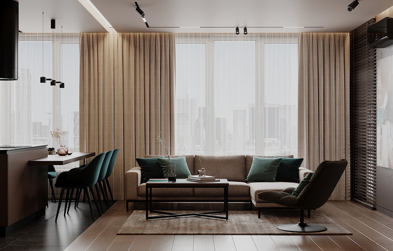 80㎡深色系公寓，隐匿于生活中的美好-6