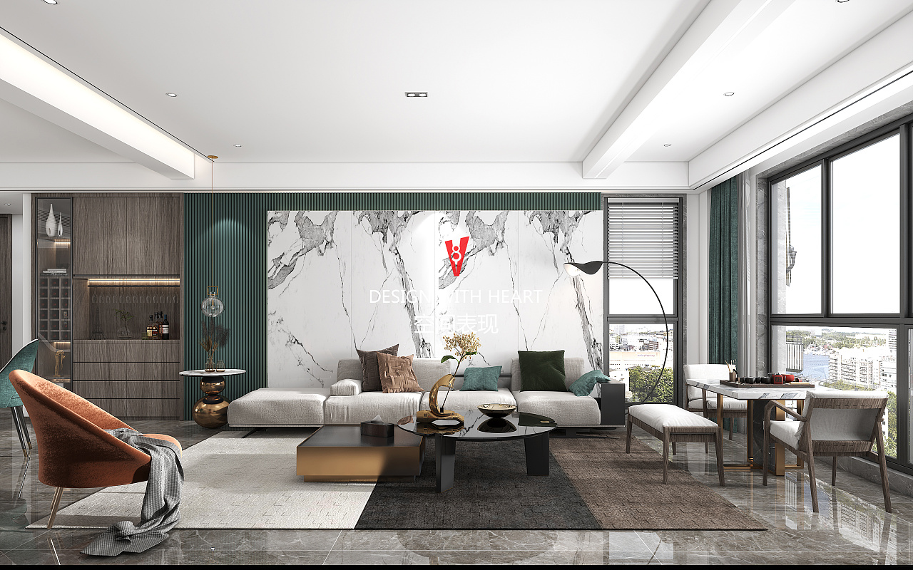 现代轻奢混搭家装设计 | V8 空间表现-2