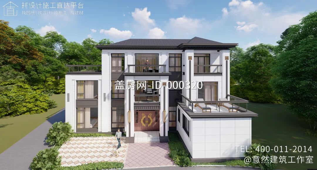 【设计师案例】土建参考造价65万，面宽18m×进深12.6m四川成都三层新中式别墅-26