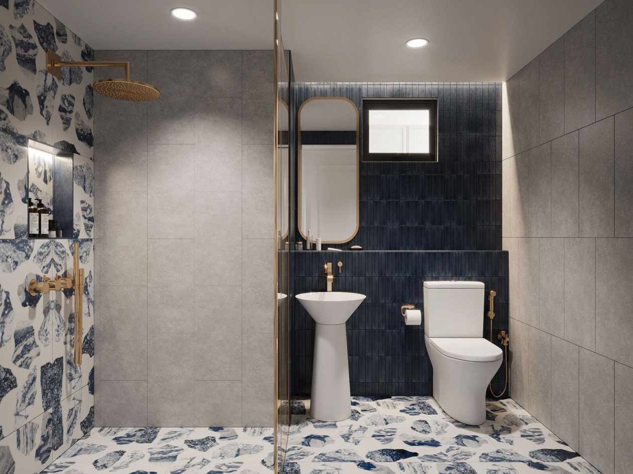 蓝色+白色 构造凉爽舒适的住宅空间-19