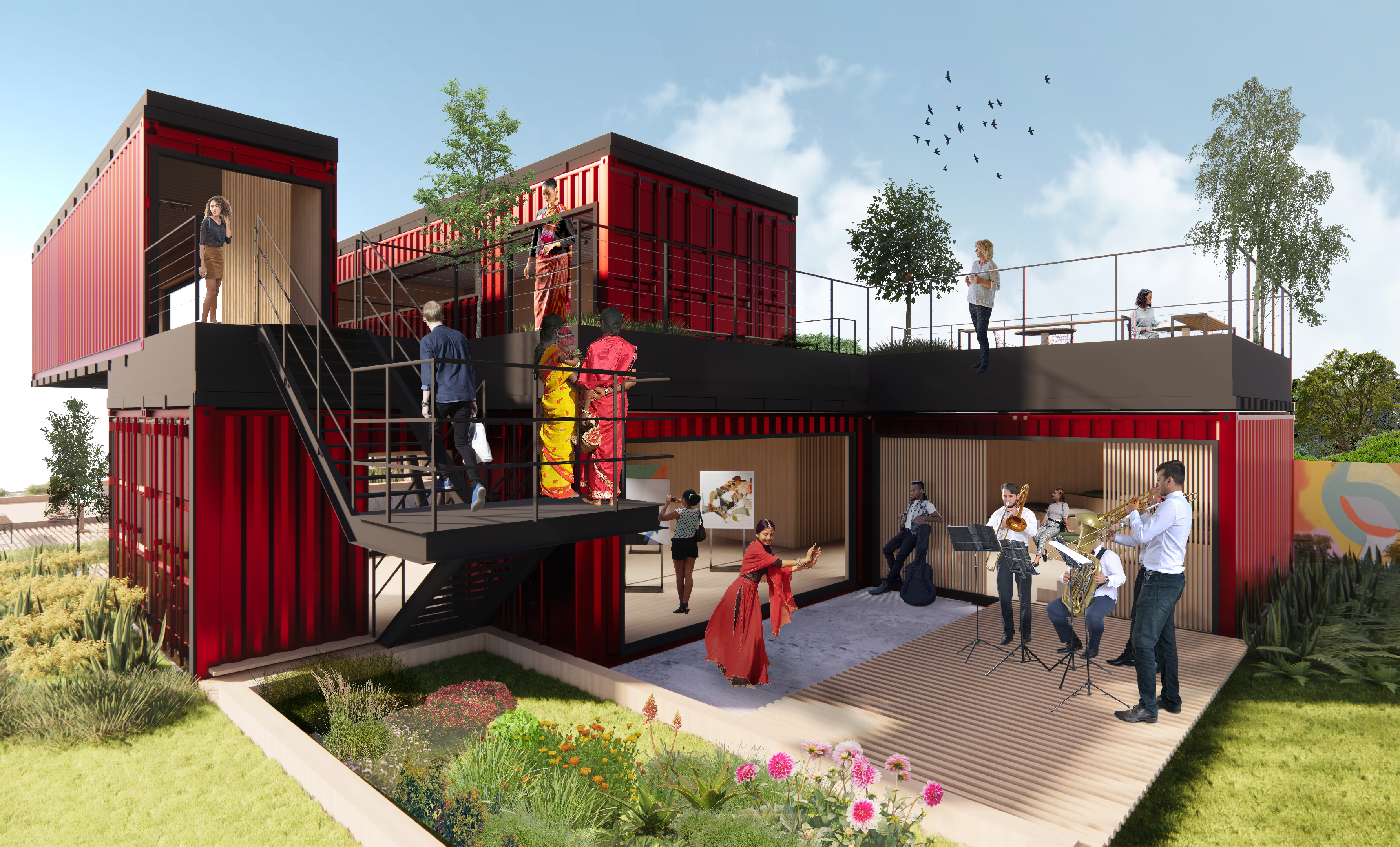 Pune Sharing 集装箱工作室建筑设计竞赛丨印度-6