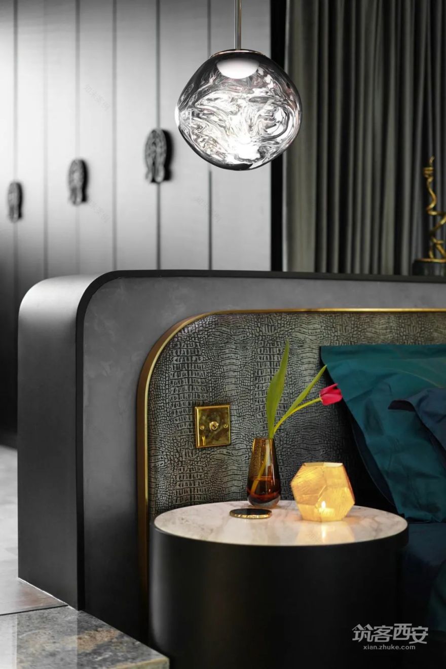 极致黑韵,红杉·陈醉打造西安 360㎡顶跃艺术宅-88