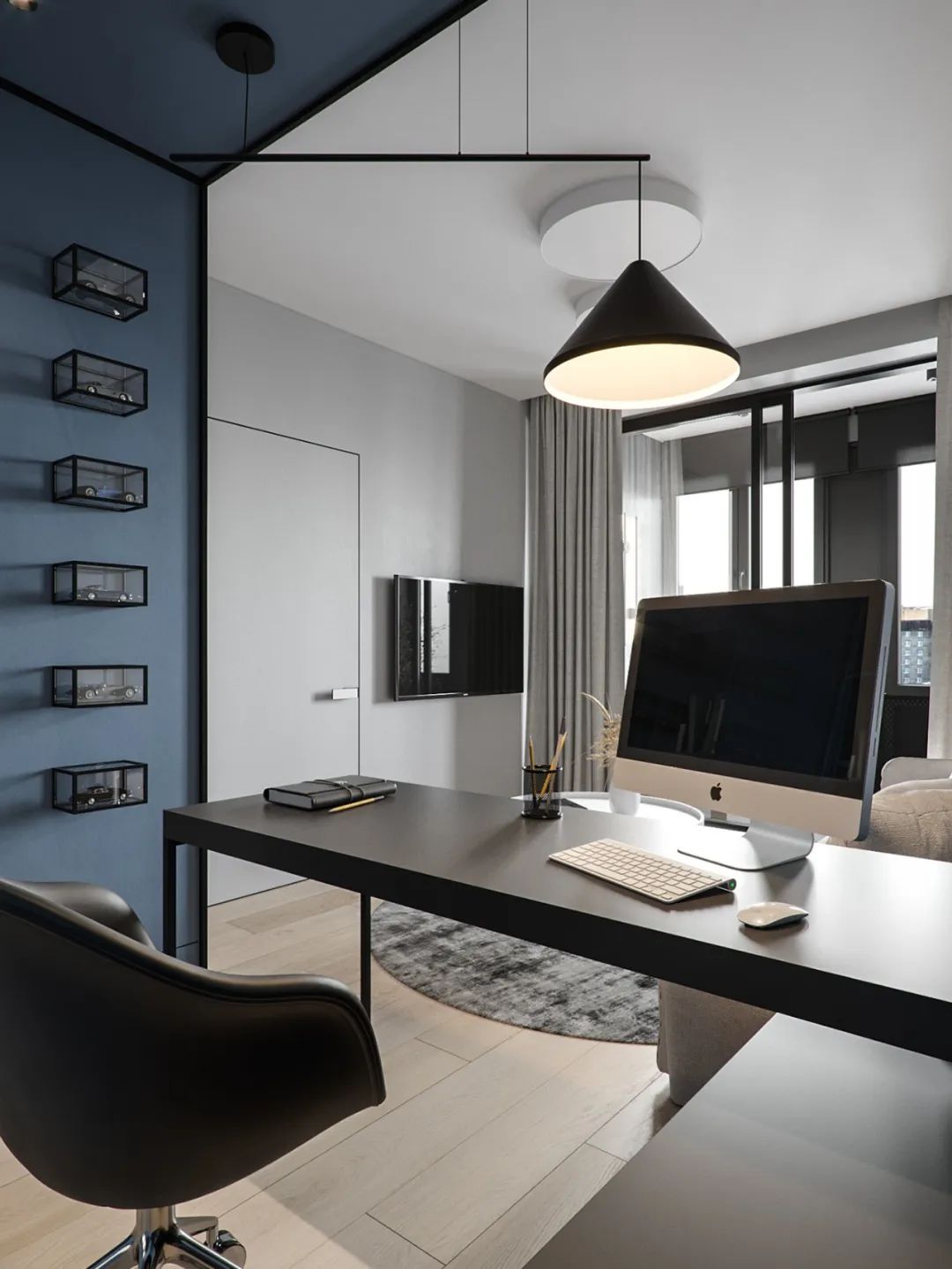 TSAUNYA 工作室现代住宅设计 | 灰木色系蓝色打造精致生活空间-31