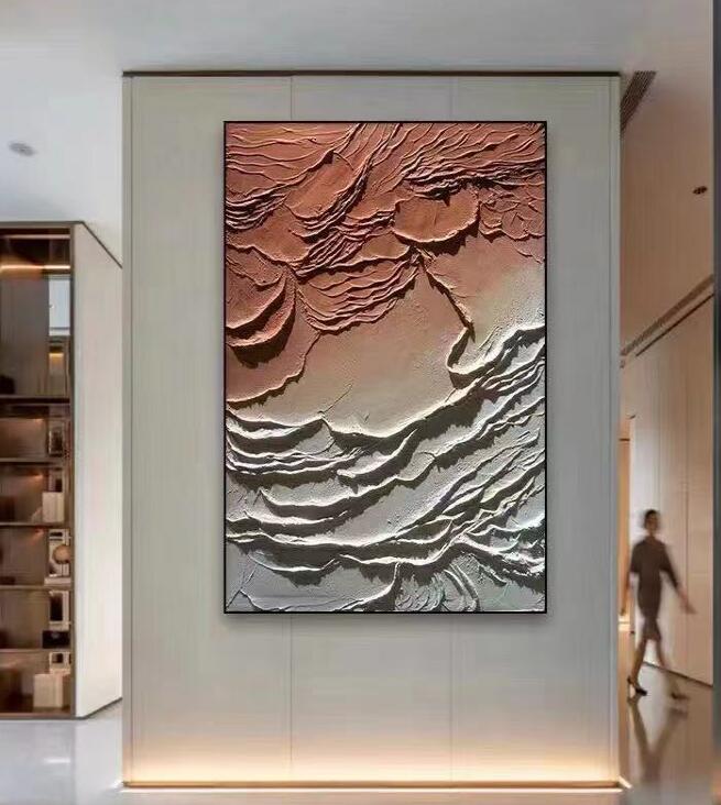 玄关装饰画厚肌理油画-3