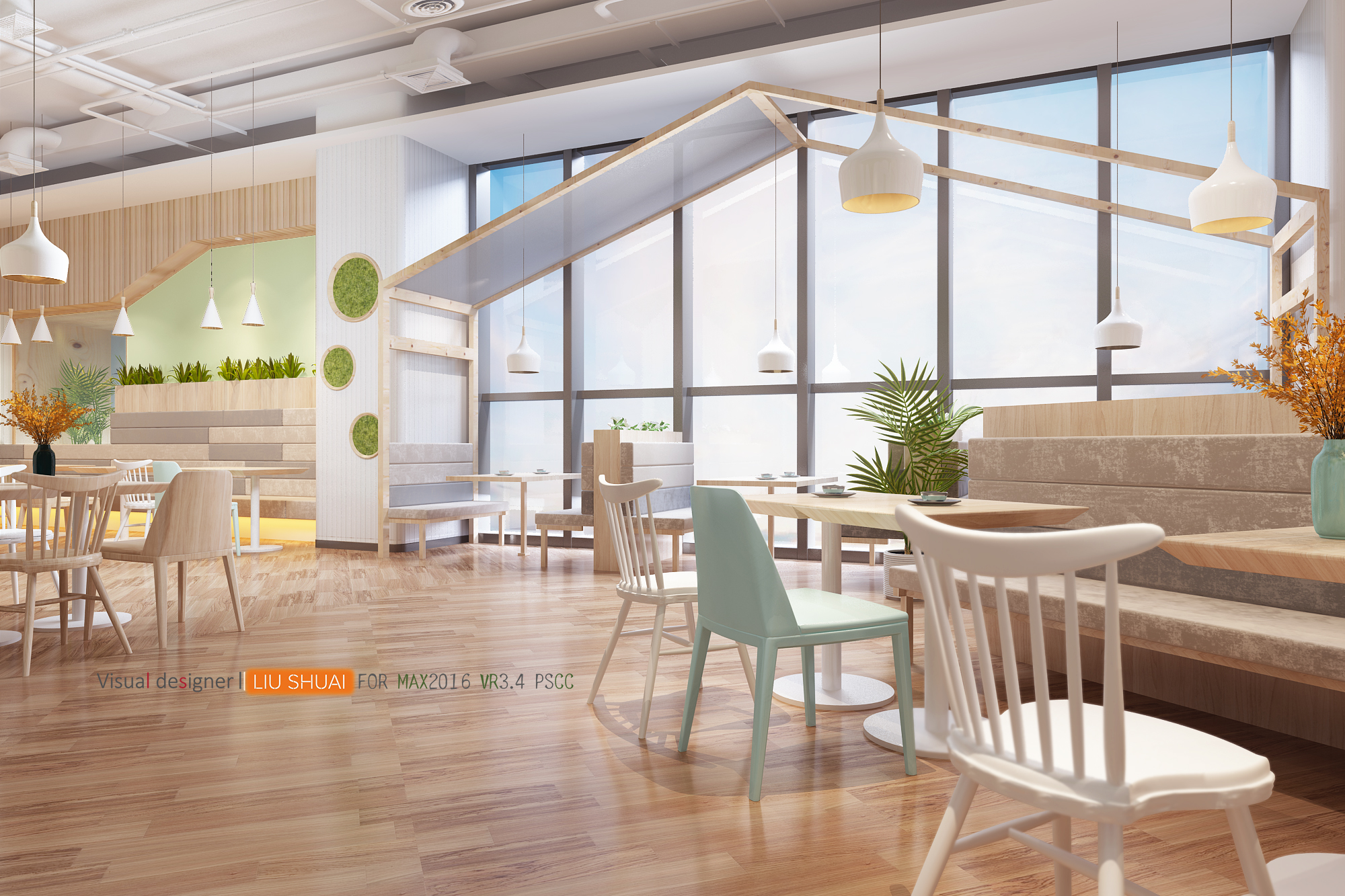 工装餐厅设计案例 | 3Dmax2016 VR3.4 PScc 应用-16