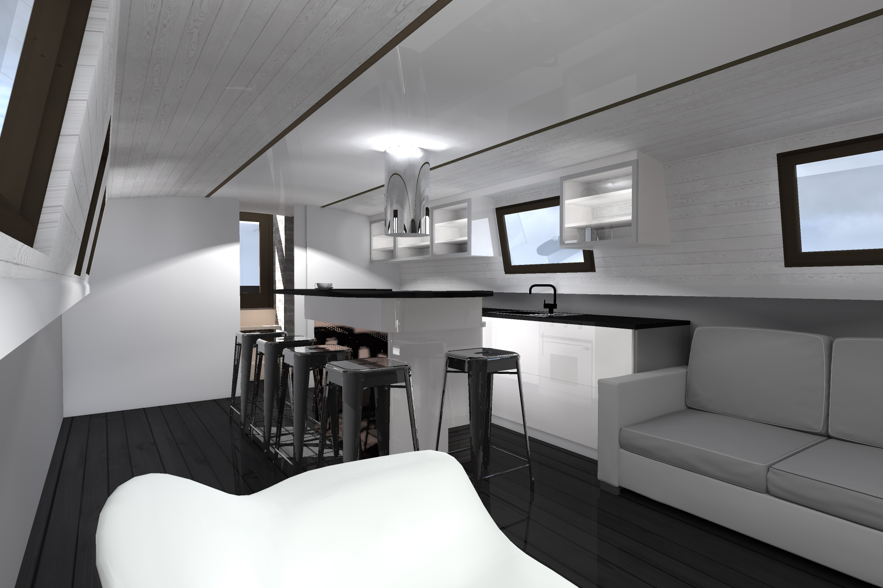 Black&WHITE CANAL BOAT INTERIOR CRICK BOAT LAYOUT3-8