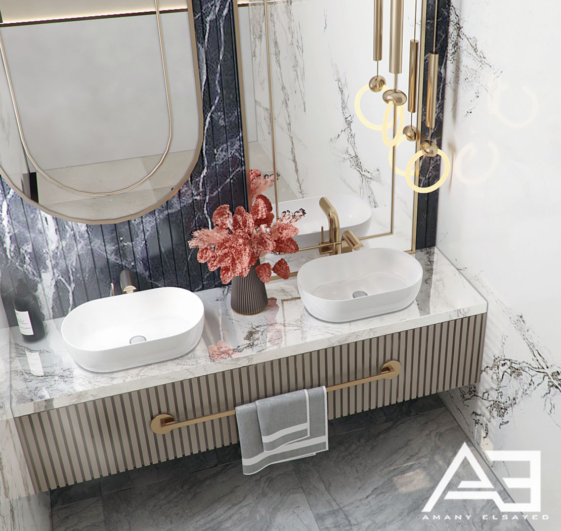 现代化带卫生间的客厅丨沙特阿拉伯丨AMANY ELSAYED-11
