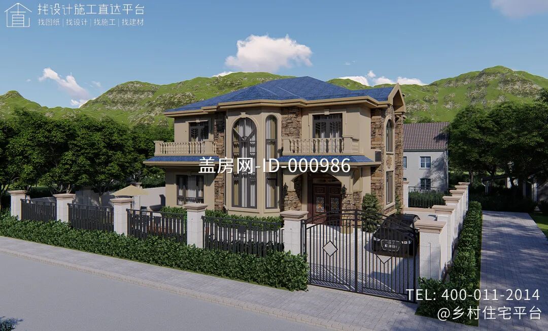 【设计师案例】土建参考造价57万，面宽13.6m×进深12m湖南娄底二层欧式别墅-36