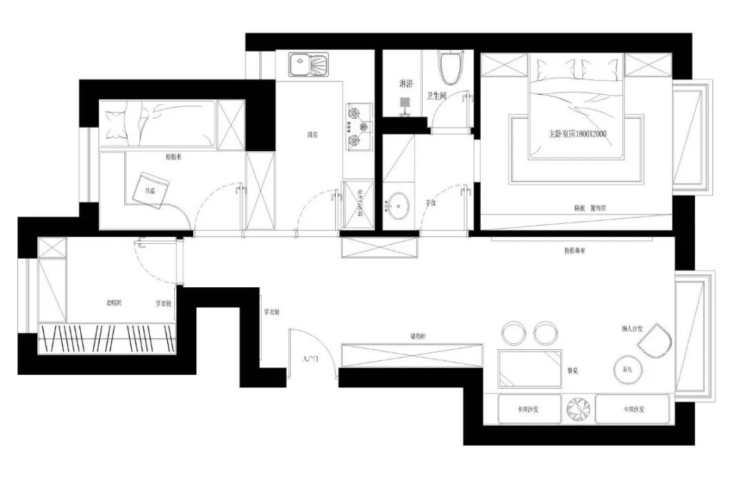 80m²精装房软装设计-18