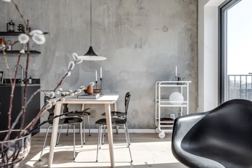 瑞典 40m2 灰混凝土时尚公寓 | 工业风与温馨家居的完美结合-6