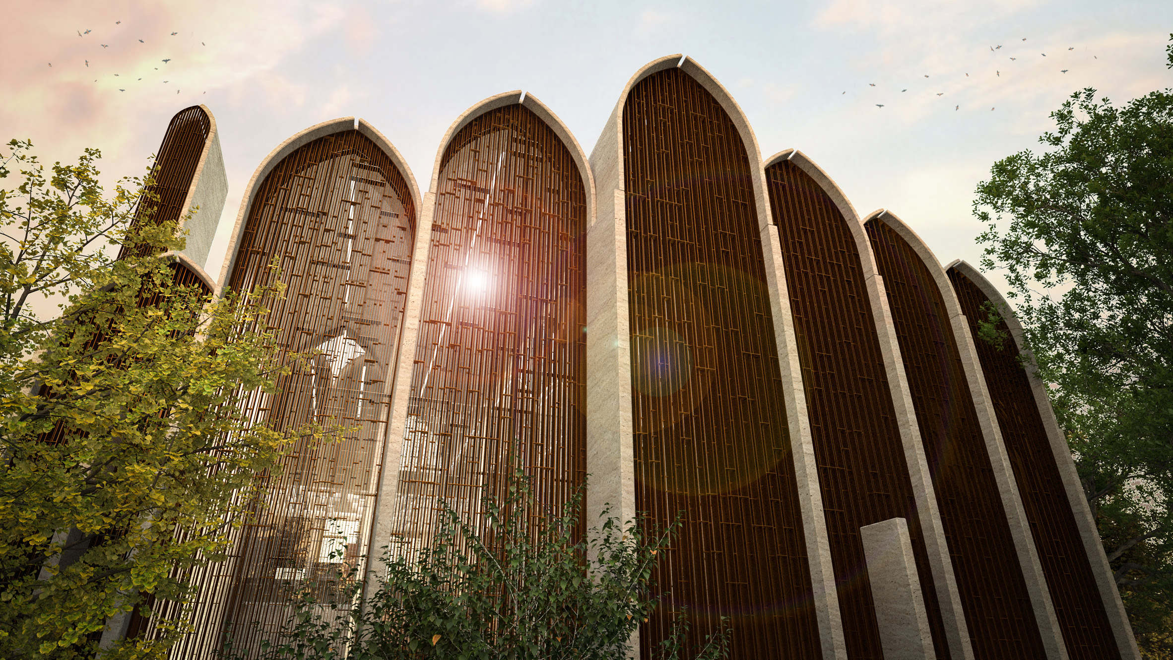 英国普雷斯顿新清真寺 | 铸铜网格屏风与层叠弓形拱门的艺术结合-13