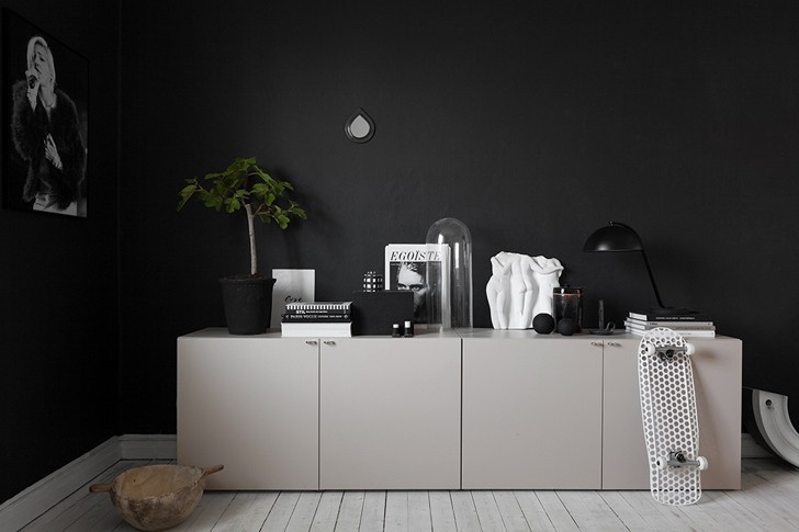 黑白对比打造 49 平米瑞典公寓时尚空间-1