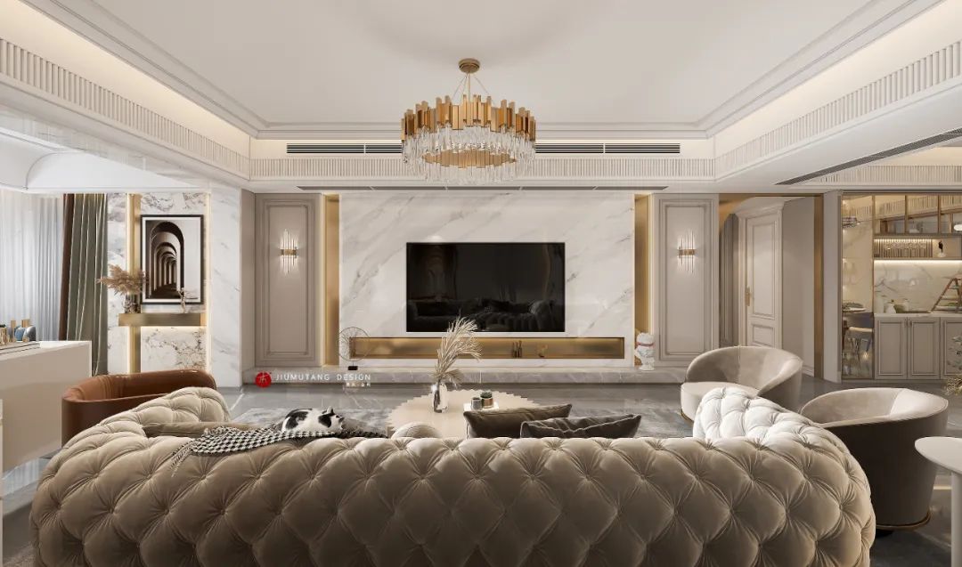 宏天广场复式法式轻奢设计丨中国潮州丨潮州市九木堂装饰设计有限公司-8