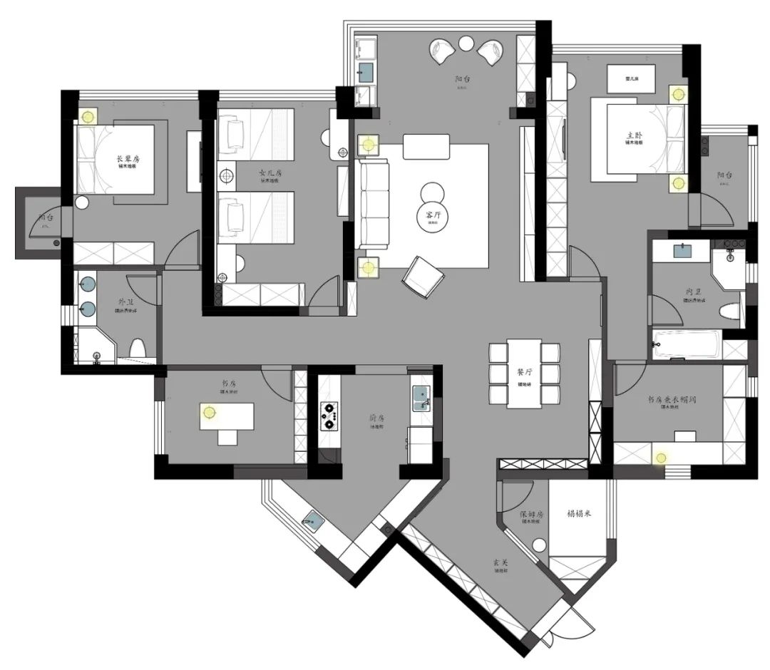 海南海口四口之家，200 平米简约时尚大平层设计-10