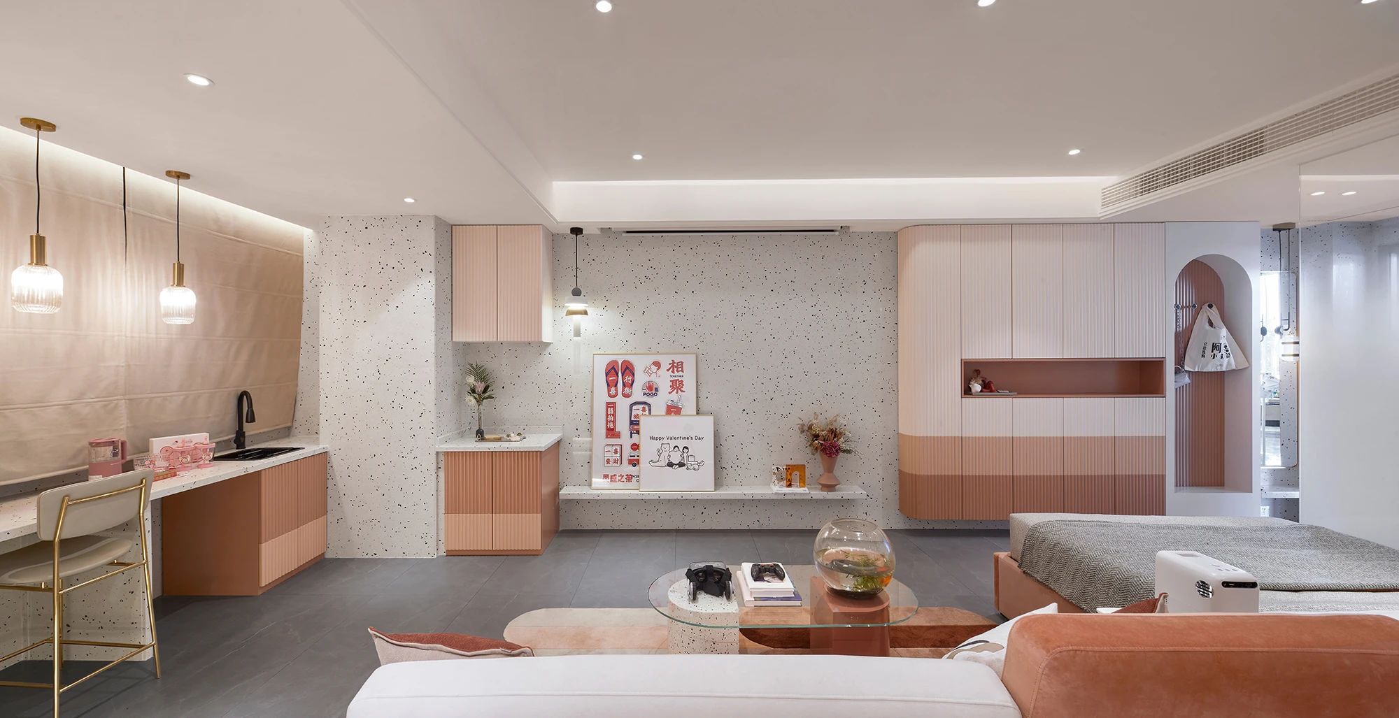 两江都汇 58㎡浪漫奶茶风一字型公寓丨中国重庆丨HIGHLY 海力设计-7