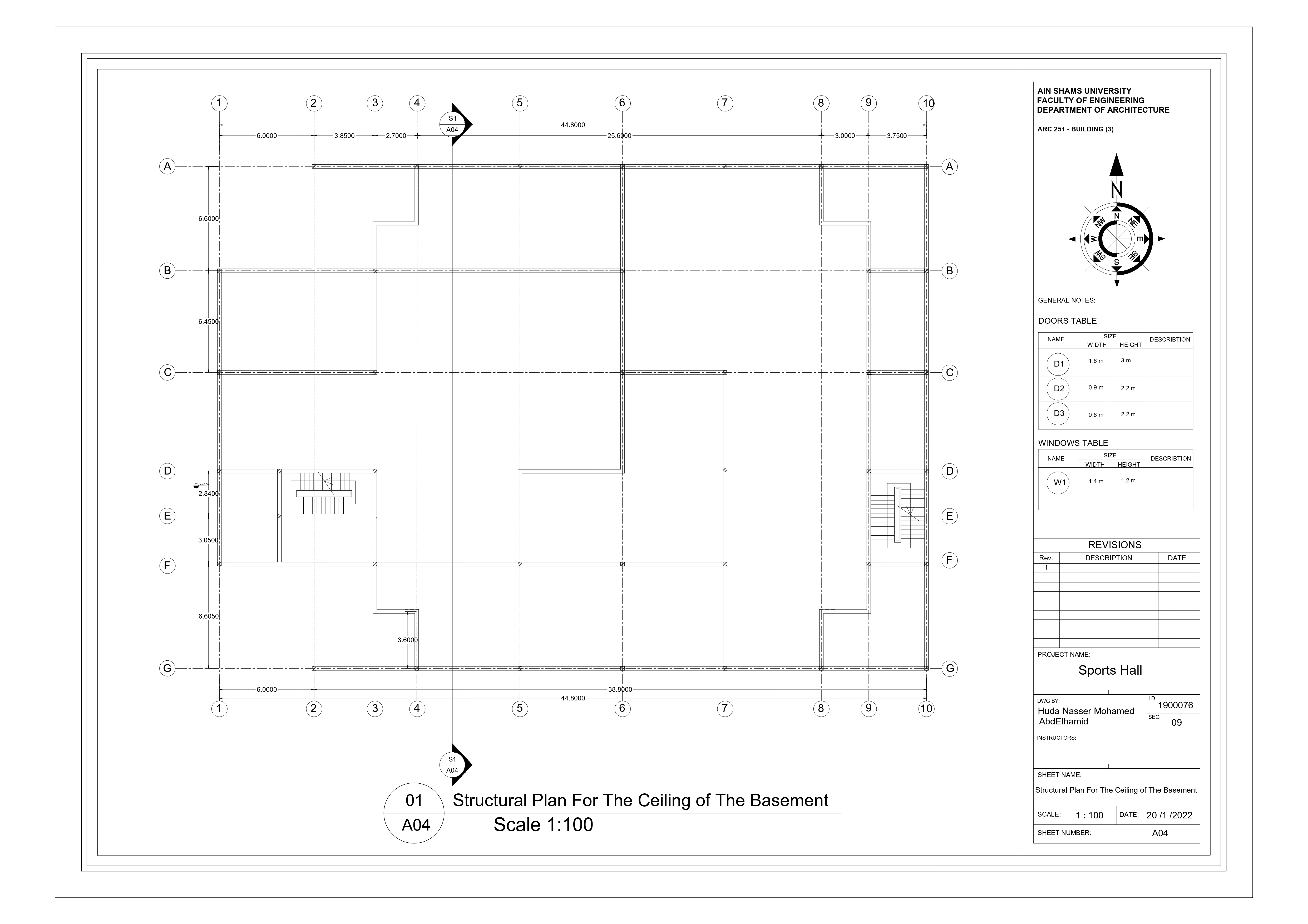 斯波茨大厅·工作图纸丨Ain Shams 大学工程学院建筑系-6