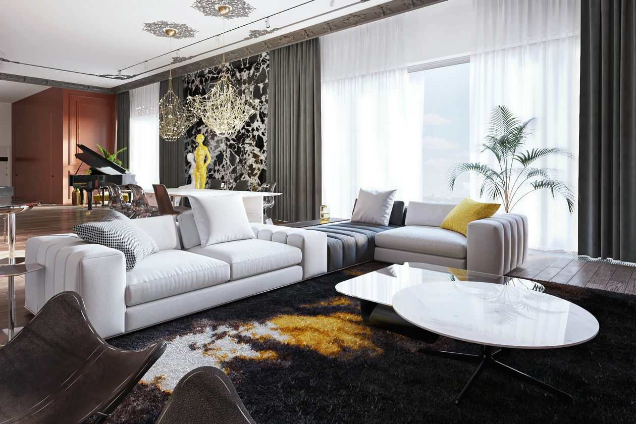 莫斯科高级灰橙色空间设计-19