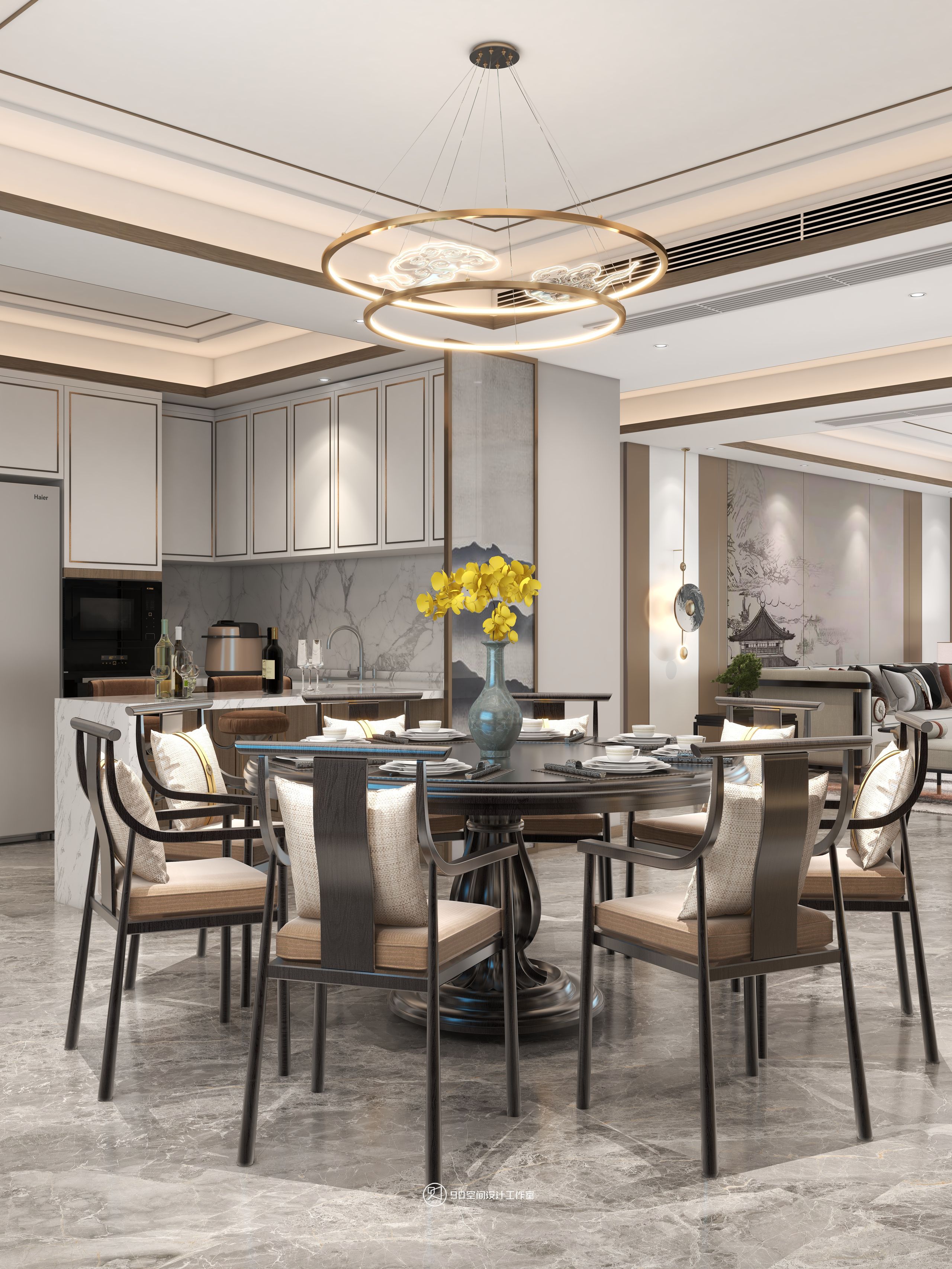 西楼别序新中式风格丨90 空间设计-15