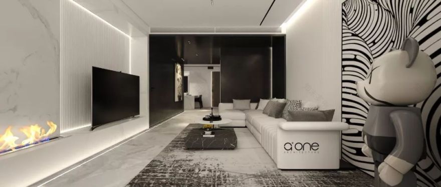 西安怡臻花园 130㎡轻奢空间,胡显辉打造黑白艺术世界-9