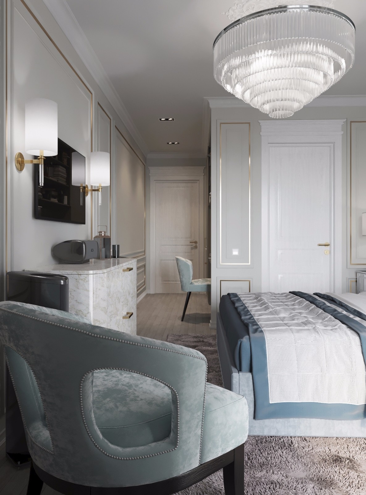 圣彼得堡现代风住宅 精简点评 | 大理石与金属的完美融合-8