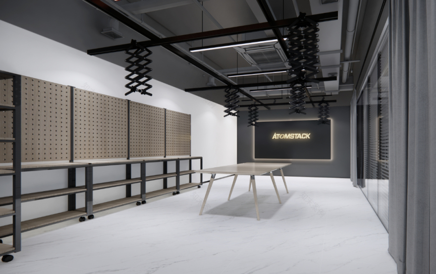 2000㎡黑白灰原子智造办公空间设计-48