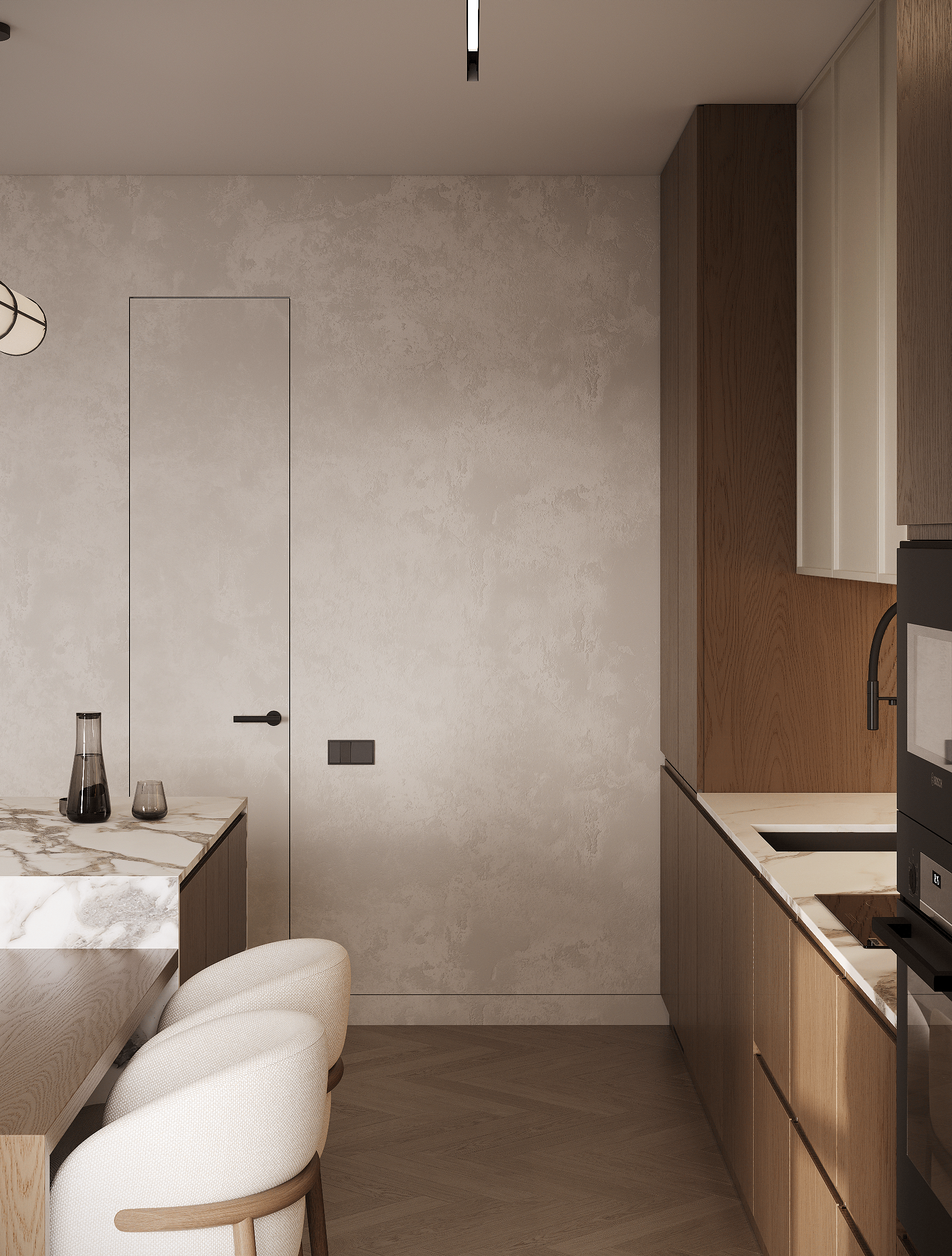 3D可视化厨房  客厅项目丨Карина Камалетдинова-1