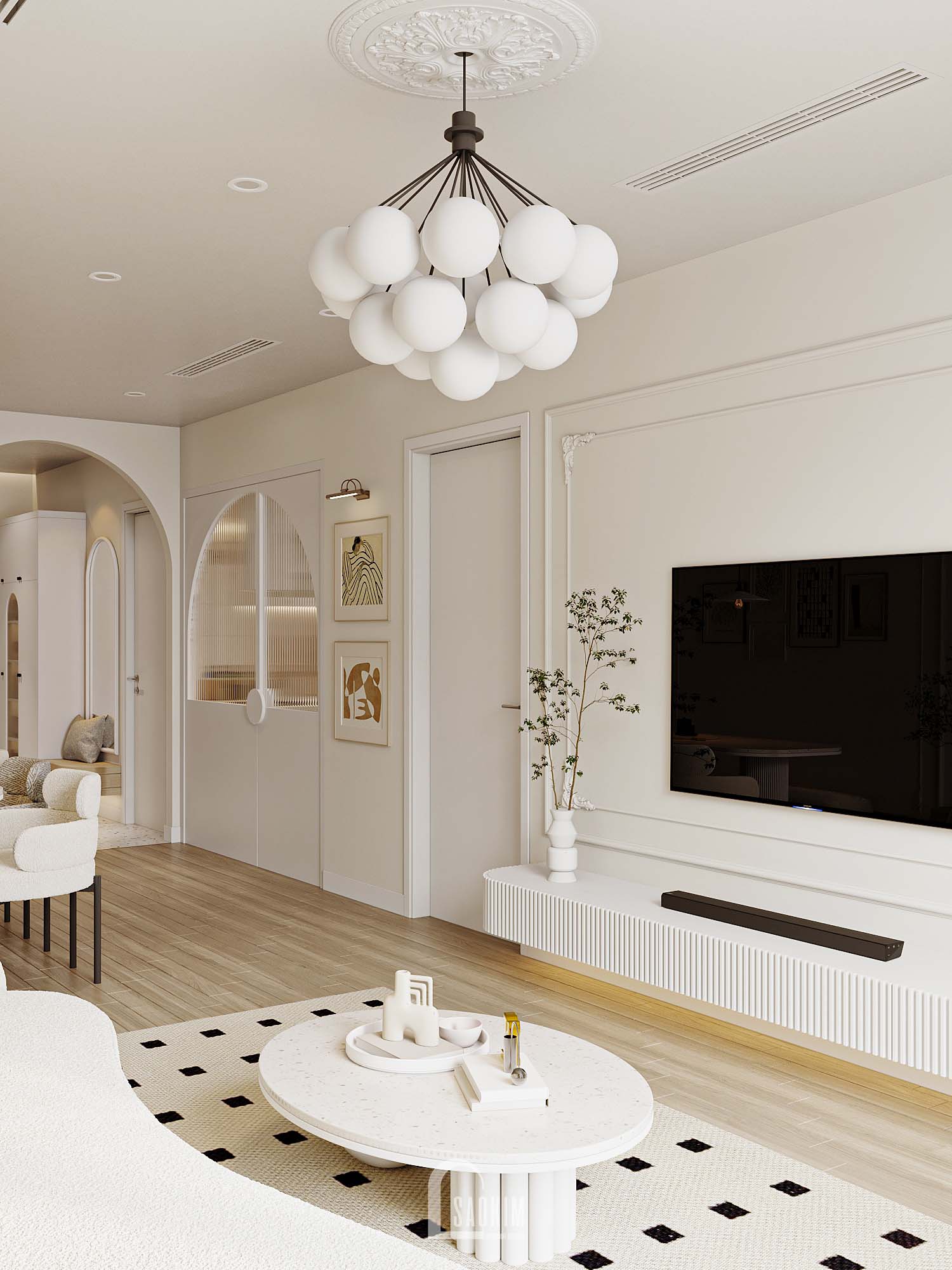 Korea Chic x Parisian style apartment Green Diamond-10