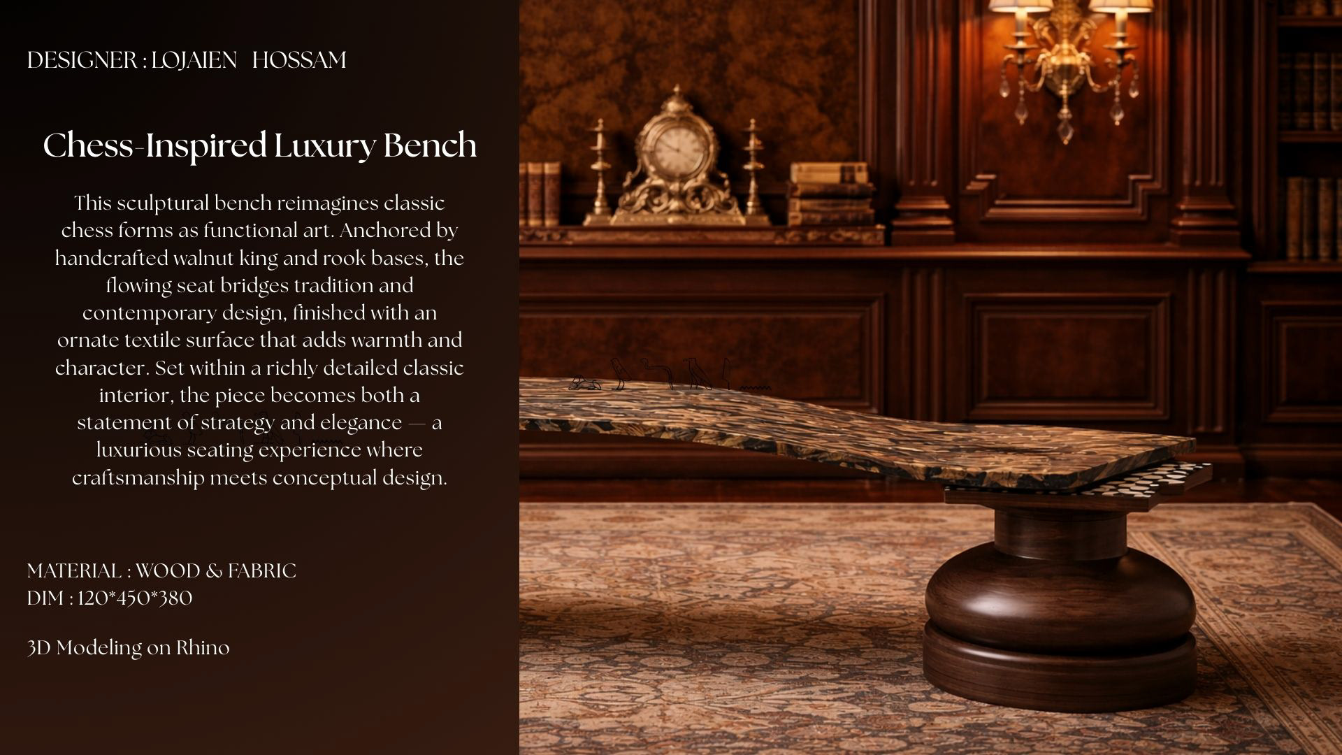 Wooden Bench Inspired by chess-1