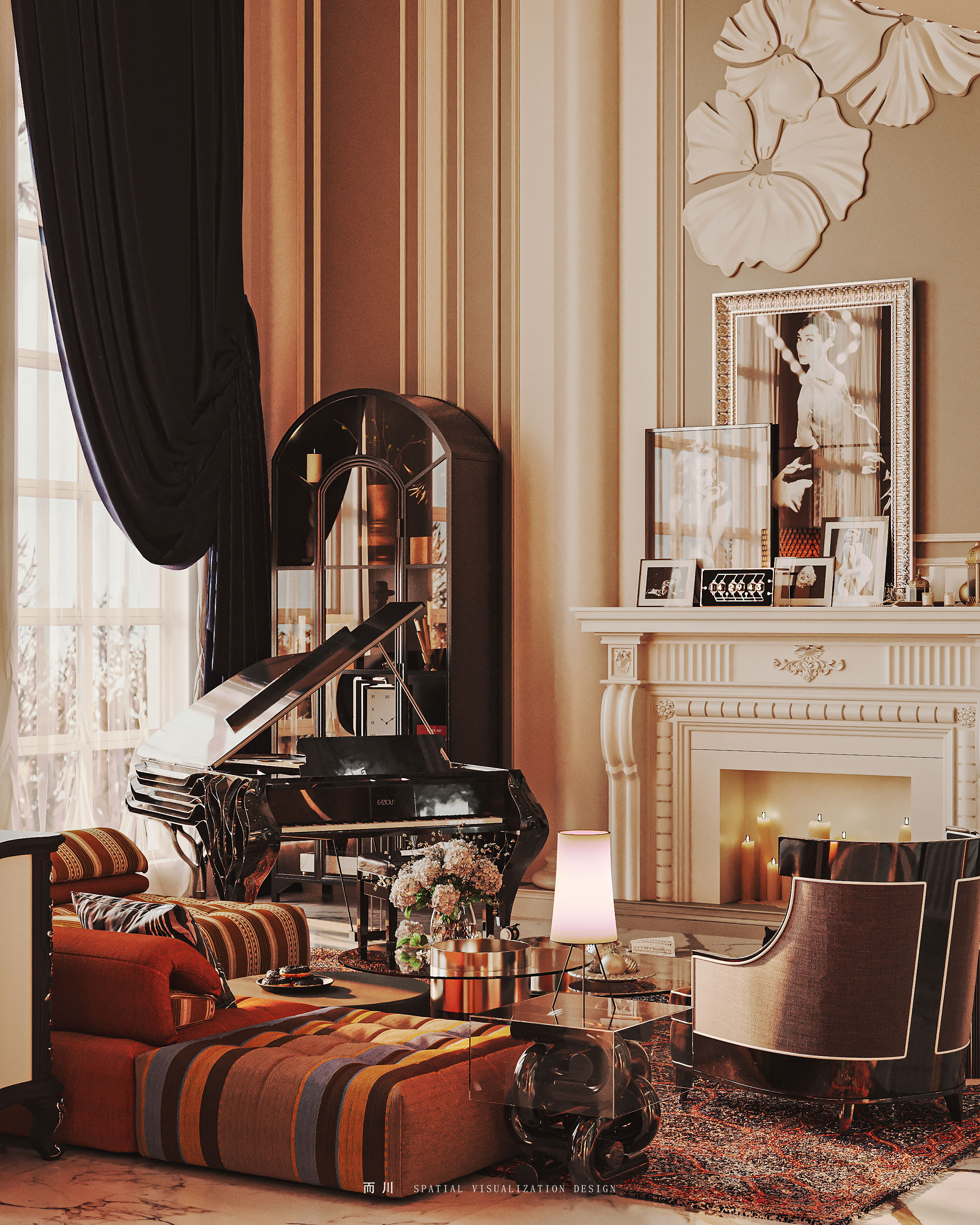美式别墅丨而川空间可视化工作室-17