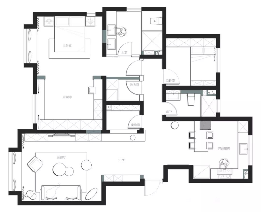 极简生活的艺术 | 139㎡三室两厅设计案例解析-5