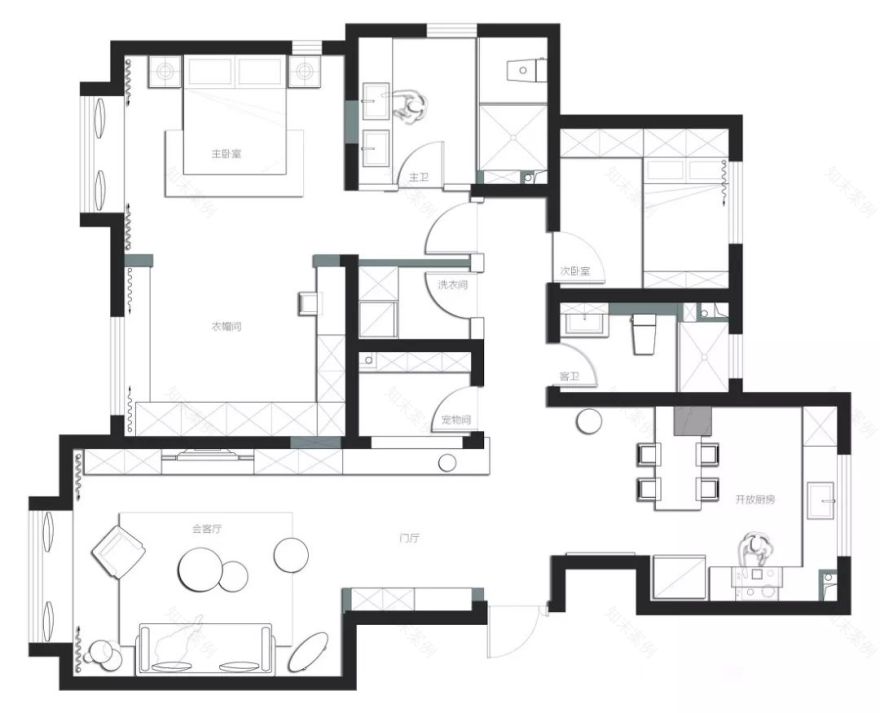 极简生活的艺术 | 139㎡三室两厅设计案例解析-5