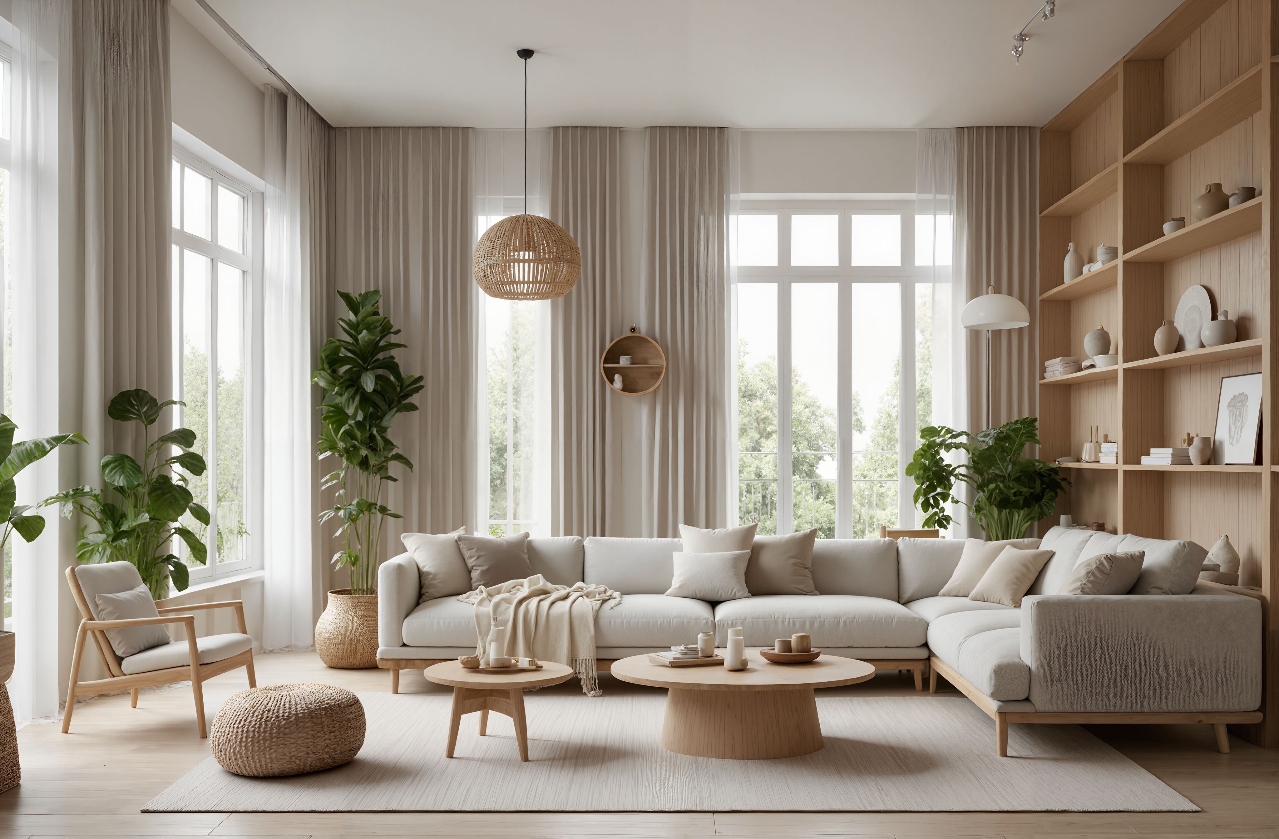 奶油色与木纹共舞:治愈系客厅光影魔术-9