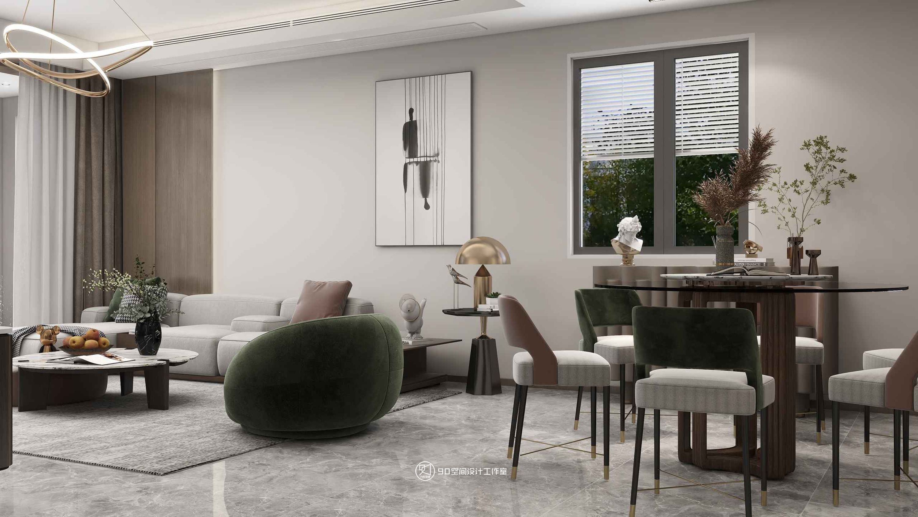 理想 · 185 平方现代奶油色调空间设计-16