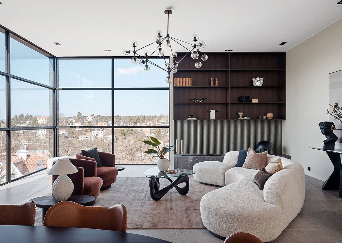 瑞典现代别墅 | 优雅内饰与夕阳美景的完美融合-1