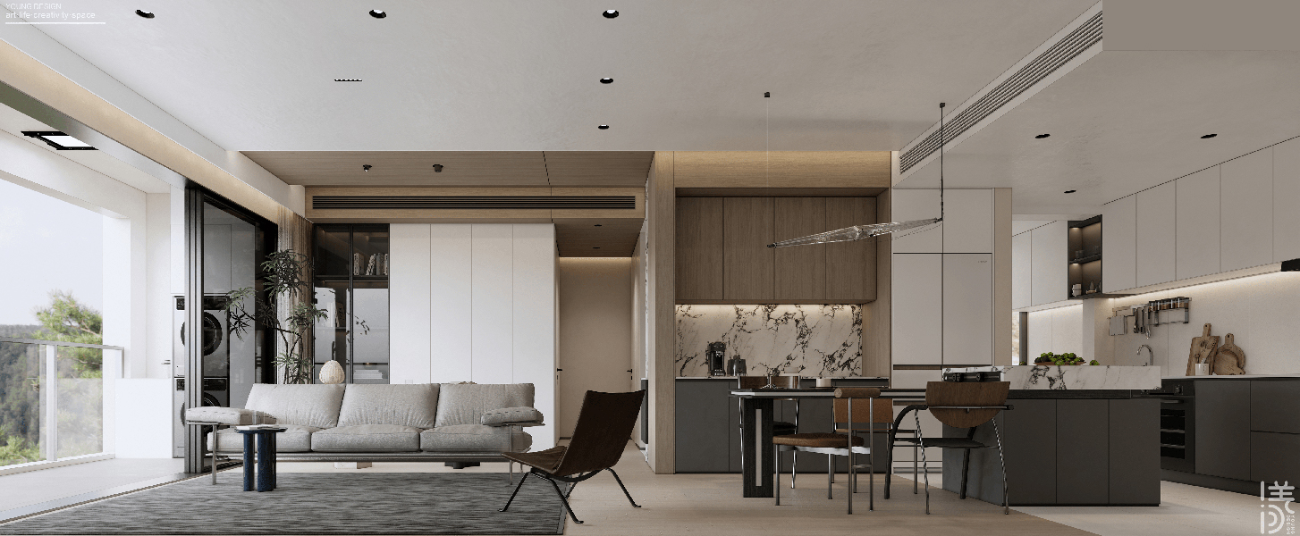 纯白与木色完美平衡,天然肌理邂逅简约线条,诠释意式极简静谧之家丨深圳漾空间设计有限公司-28